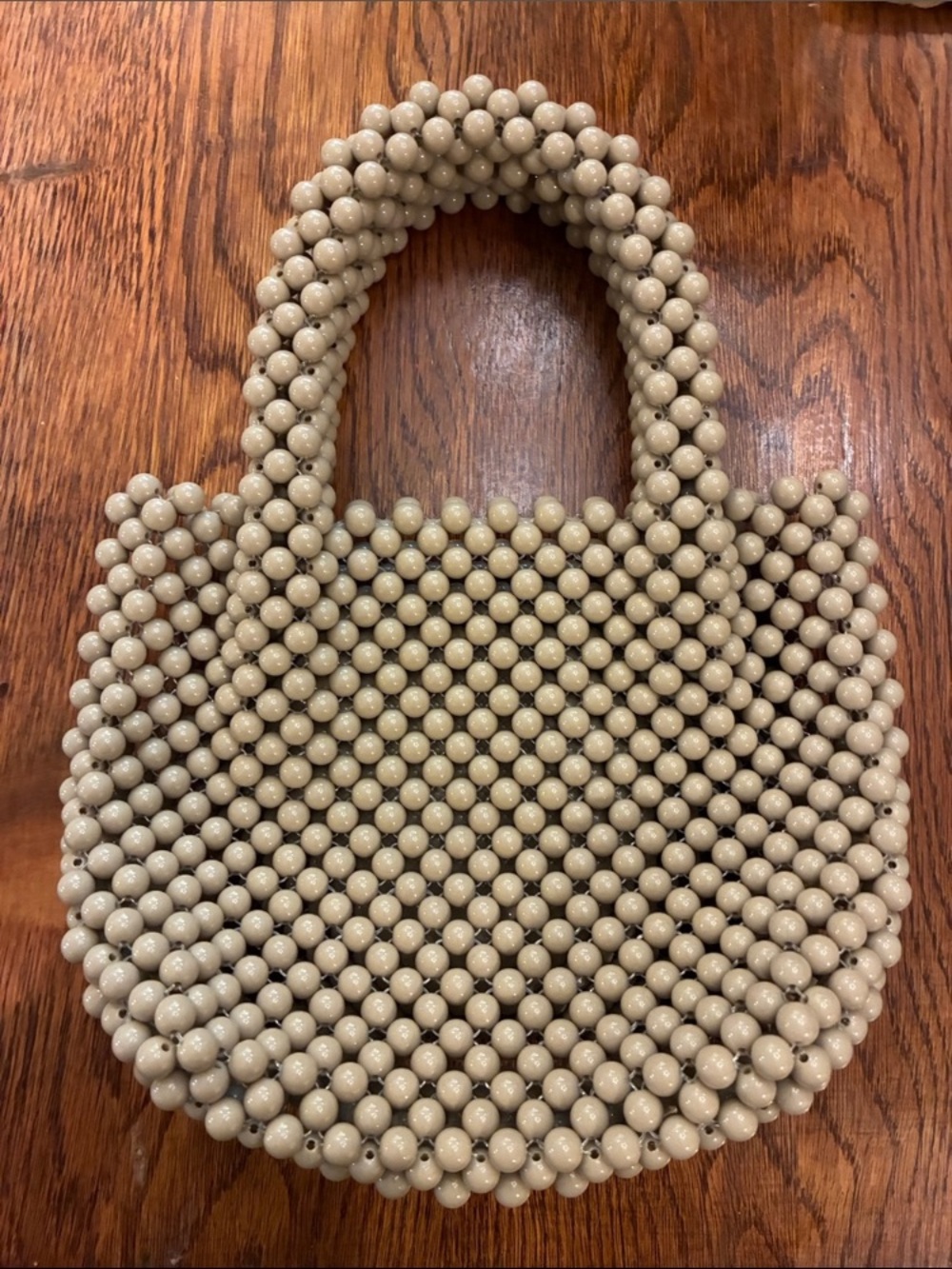 Beaded Tote Bag - Cream Beads